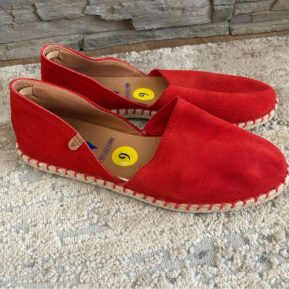 Verbenas Espadrille Carmen Serraje Fuego Loafers Slip On Red Suede Leather: 9 - Picture 5 of 8